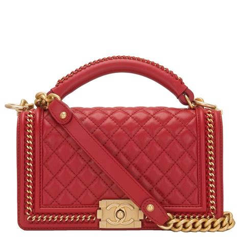 chanel red quilted calfskin medium boy bag|coco chanel bag.